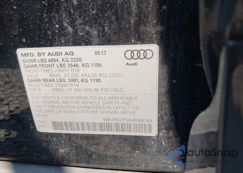 2018 Audi Q3 2.0T Premium/2.0T Sport Premium из США, поврежденный, VIN WA1ECCFS4JR006169